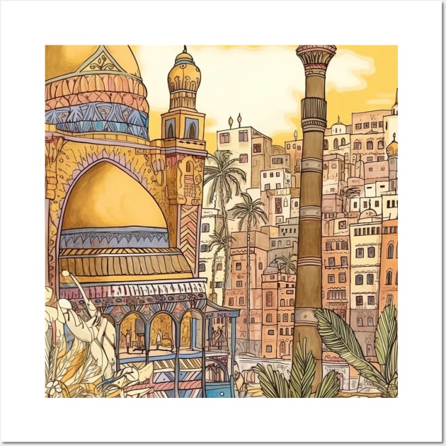 Cairo city drawing Wall Art by ComicsFactory